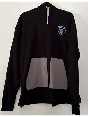 Oakland Raiders Hoodie Sweatshirt Size L Black Gray Kangaroo Pocket NFL Logo